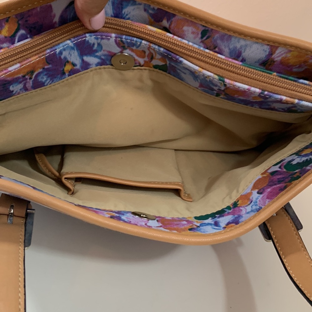Giani Bernini Blue/Purple Floral Print Handbag - Picture 6 of 9